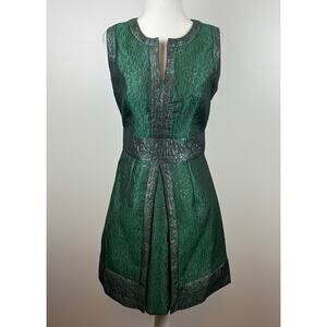 Lily Rain Womens Green Jacquard Sleeveless Shift Dress Sz S Christmas Holiday‎